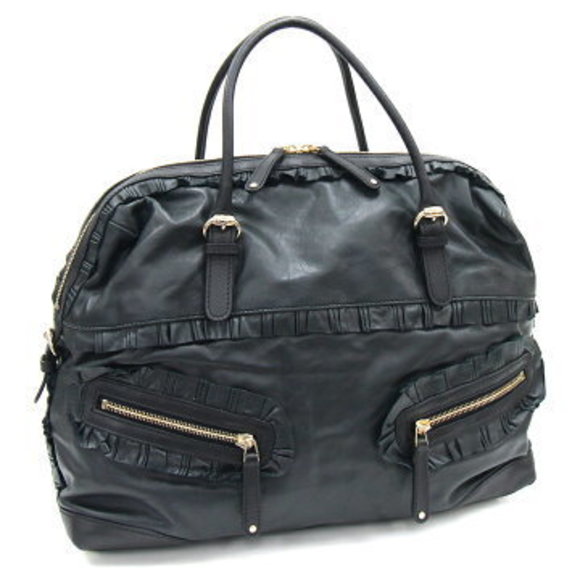 Gucci Sabrina handbag army green black leather ruffled Boston bag - Picture 1 of 8